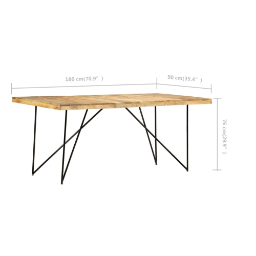 vidaXL Dining Table 70.9"x35.4"x29.9" Solid Mango Wood