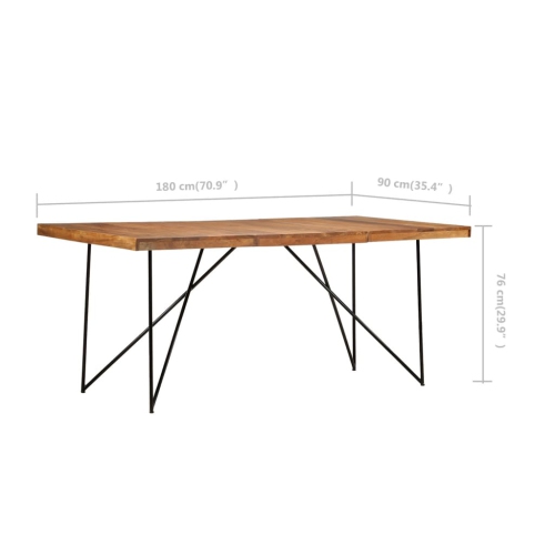 vidaXL Dining Table 70.9"x35.4"x29.9" Solid Acacia Wood