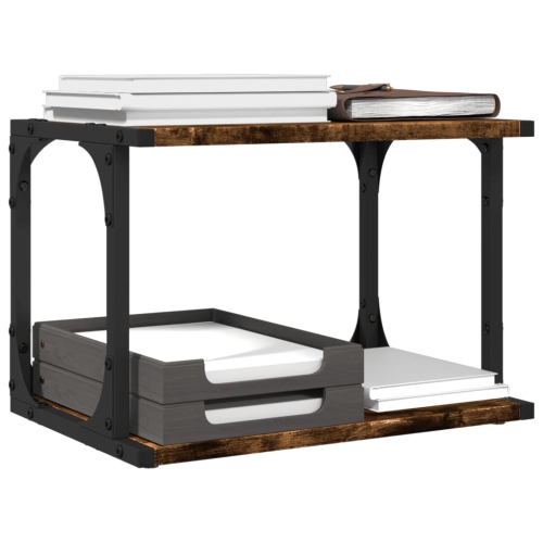 vidaXL Printer Stand 2-Tier Smoked Oak 41x28x33.5 cm Engineered Wood