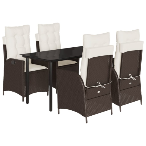 VIDAXL  5 Piece Garden Dining Set With Cushions Poly Rattan In Brown