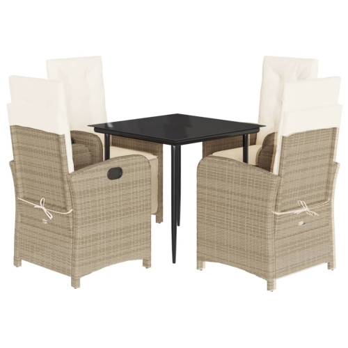 VIDAXL  5 Piece Garden Dining Set With Cushions Poly Rattan In Beige
