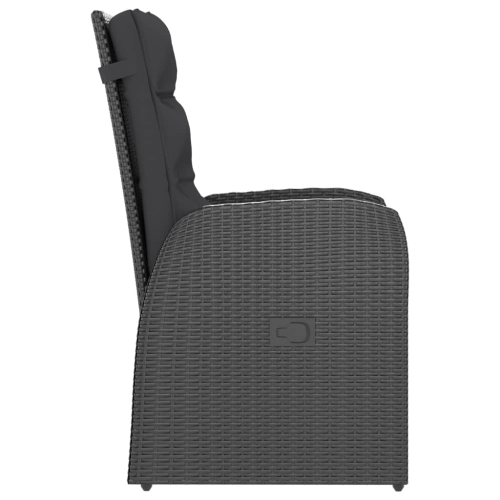 Ensemble de salle à manger d'extérieur de 7 pièces avec coussins en poly rotin noir