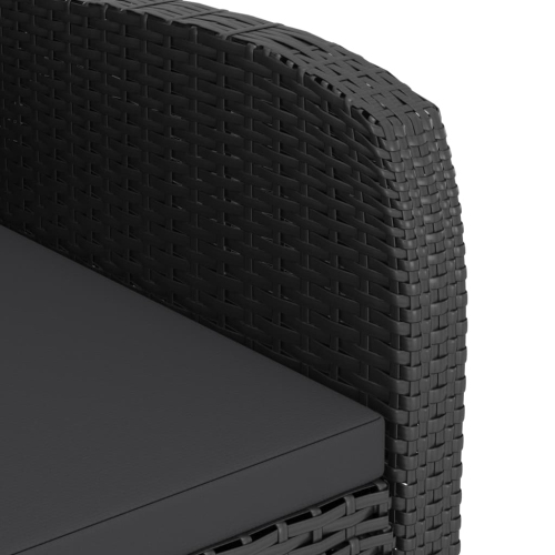 Ensemble de salle à manger d'extérieur de 7 pièces avec coussins en poly rotin noir