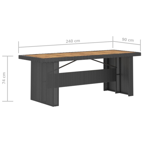 Ensemble de salle à manger d'extérieur de 7 pièces avec coussins en poly rotin noir