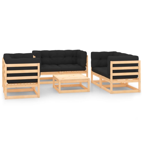 VIDAXL  7 Piece Garden Lounge Set With Cushions Solid Wood Pine