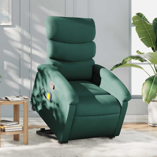 Fauteuil de massage inclinable debout vidaXL en tissu vert foncé