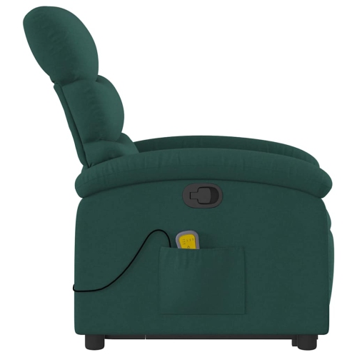Fauteuil de massage inclinable debout vidaXL en tissu vert foncé