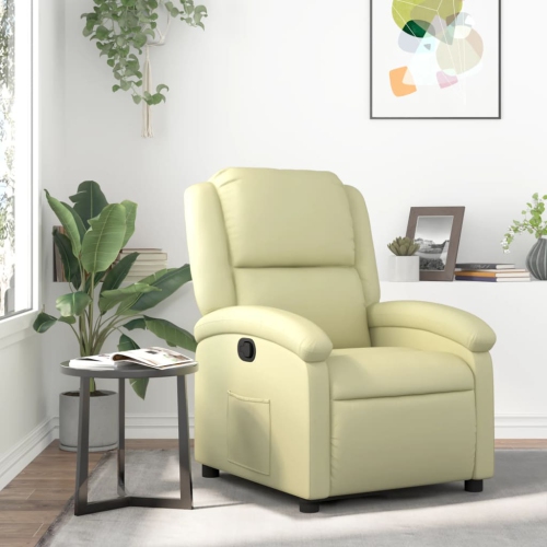 vidaXL Recliner Chair Cream Real Leather