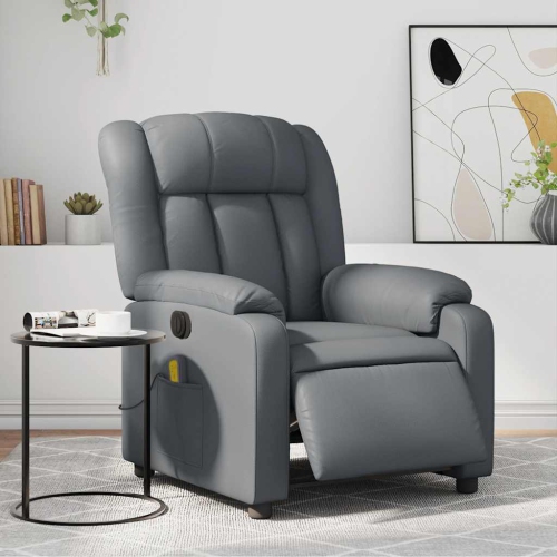 Fauteuil de massage inclinable électrique en similicuir gris vidaXL
