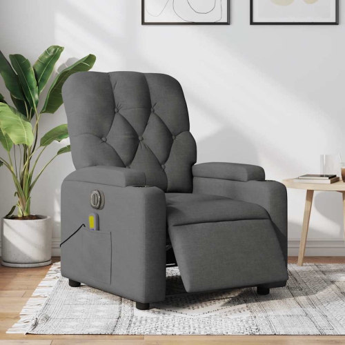 Fauteuil de massage inclinable électrique en tissu gris foncé vidaXL