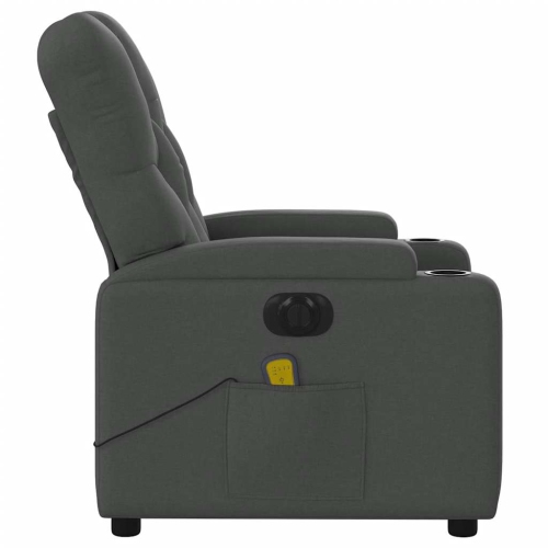 Fauteuil de massage inclinable électrique en tissu gris foncé vidaXL