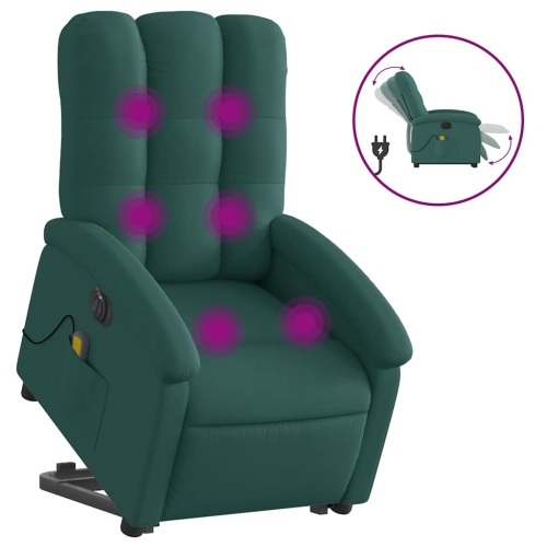 vidaXL Electric Stand up Massage Recliner Chair Dark Green Fabric