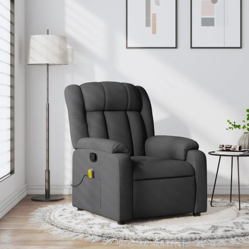 Fauteuil de massage inclinable en tissu gris foncé vidaXL