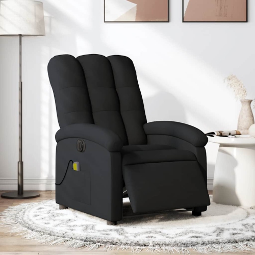 Fauteuil de massage inclinable électrique en tissu noir de vidaXL