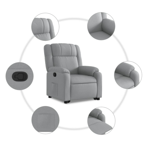 Fauteuil inclinable en tissu gris pâle VidaXL