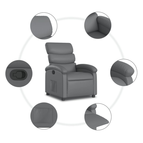 vidaXL Recliner Chair Grey Faux Leather