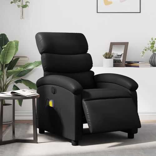 Fauteuil de massage inclinable électrique en similicuir noir vidaXL