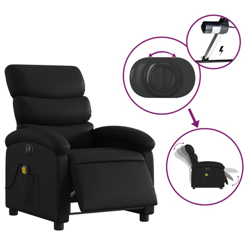 Fauteuil de massage inclinable électrique en similicuir noir vidaXL