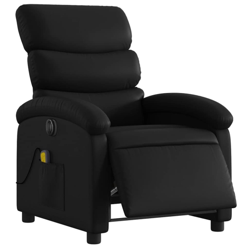 Fauteuil de massage inclinable électrique en similicuir noir vidaXL