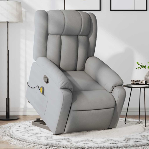 Fauteuil de massage inclinable debout vidaXL en tissu gris pâle