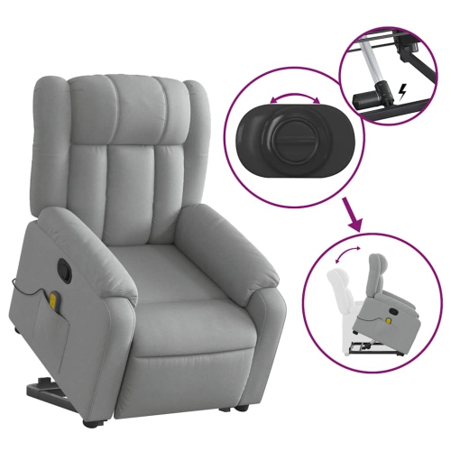 Fauteuil de massage inclinable debout vidaXL en tissu gris pâle