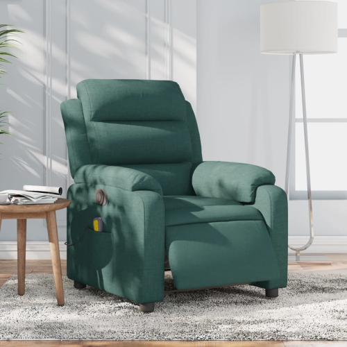 Fauteuil de massage inclinable électrique en tissu vert foncé vidaXL