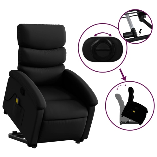 vidaXL Stand up Massage Recliner Chair Black Faux Leather