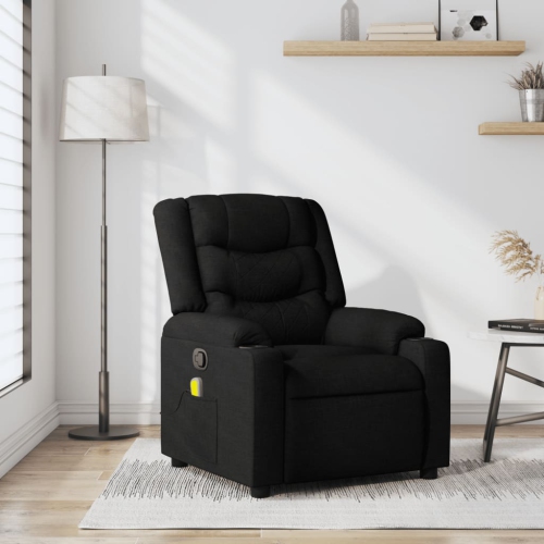 Fauteuil de massage inclinable en tissu noir vidaXL