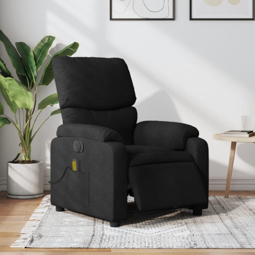 Fauteuil de massage inclinable électrique en tissu noir de vidaXL