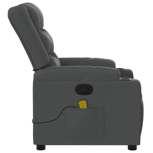 Fauteuil de massage inclinable en tissu gris foncé vidaXL