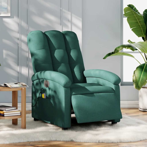 Fauteuil de massage inclinable électrique en tissu vert foncé vidaXL