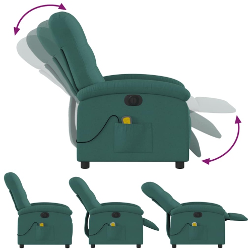 Fauteuil de massage inclinable électrique en tissu vert foncé vidaXL