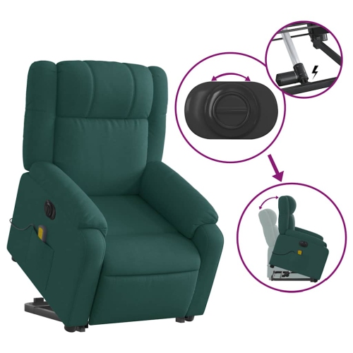 vidaXL Electric Stand up Massage Recliner Chair Dark Green Fabric