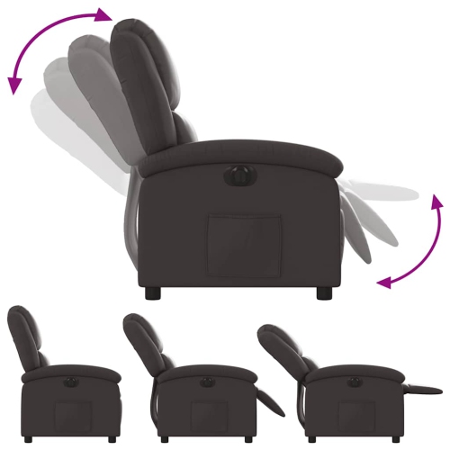 Fauteuil inclinable électrique en cuir véritable brun foncé vidaXL