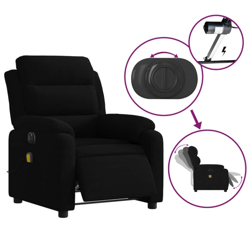 Fauteuil de massage inclinable électrique de vidaXL - velours noir
