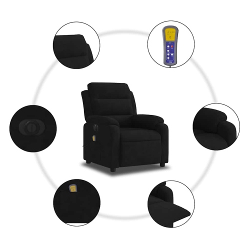 Fauteuil de massage inclinable électrique de vidaXL - velours noir