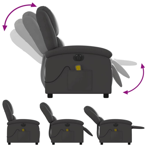 Fauteuil de massage inclinable électrique en cuir véritable gris de vidaXL