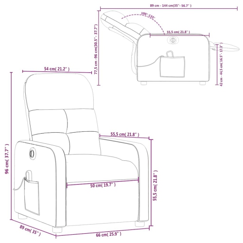 vidaXL Electric Massage Recliner Chair Cream Fabric