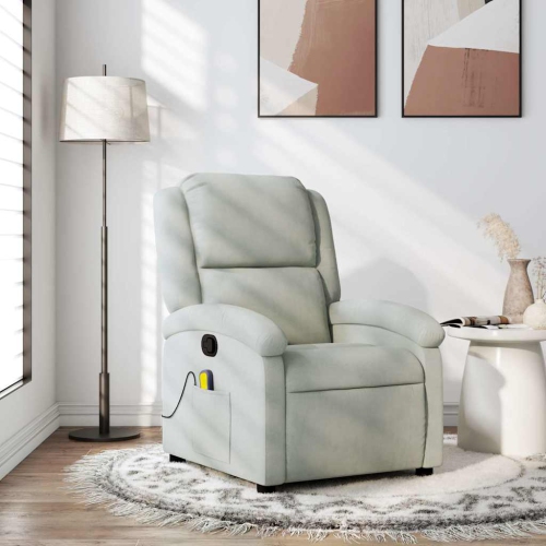 Fauteuil de massage inclinable en velours gris pâle de vidaXL