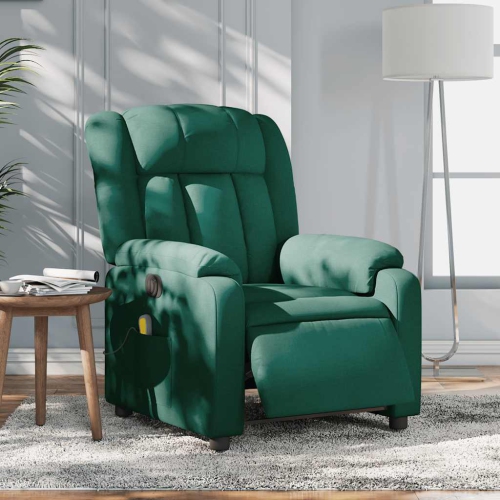 Fauteuil de massage inclinable électrique en tissu vert foncé vidaXL