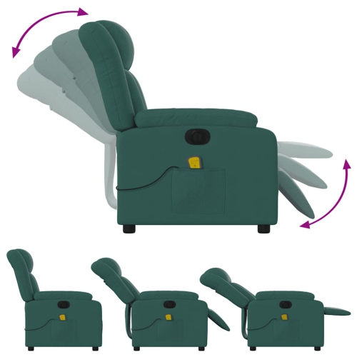 Fauteuil de massage inclinable électrique en tissu vert foncé vidaXL