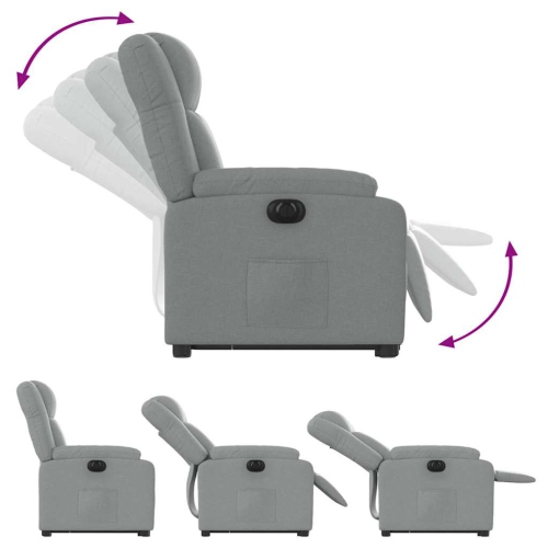 Fauteuil inclinable électrique en tissu gris pâle VidaXL