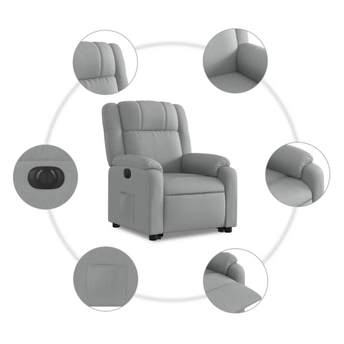 Fauteuil inclinable électrique en tissu gris pâle VidaXL