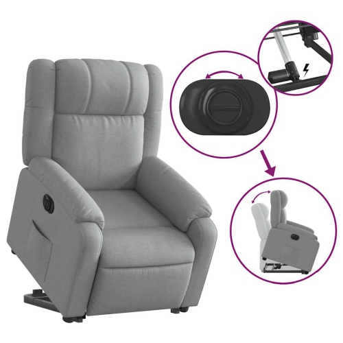 Fauteuil inclinable électrique en tissu gris pâle VidaXL