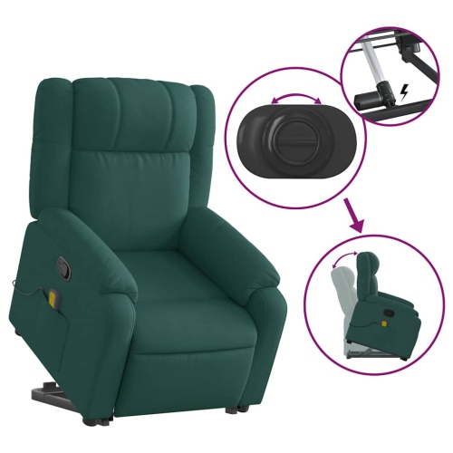 Fauteuil de massage inclinable debout vidaXL en tissu vert foncé
