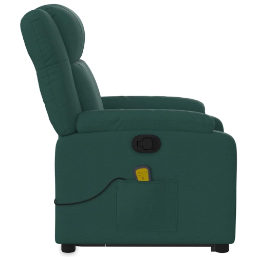 Fauteuil de massage inclinable debout vidaXL en tissu vert foncé