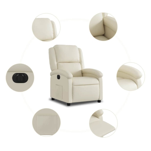 vidaXL Electric Recliner Chair Cream Faux Leather