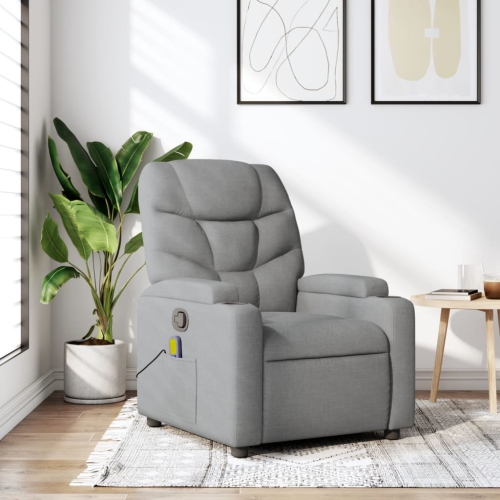 Fauteuil de massage inclinable en tissu gris pâle de vidaXL