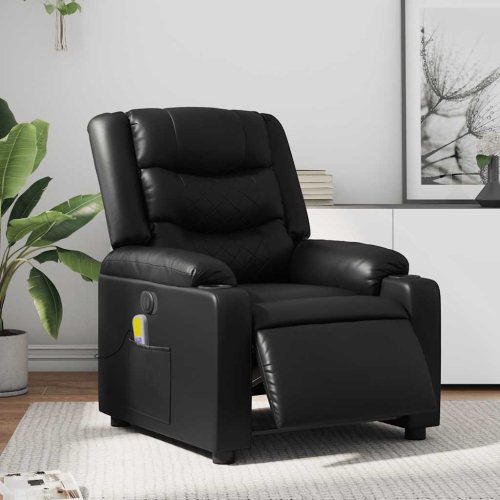 Fauteuil de massage inclinable électrique en similicuir noir vidaXL