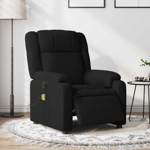 Fauteuil de massage inclinable électrique en tissu noir de vidaXL